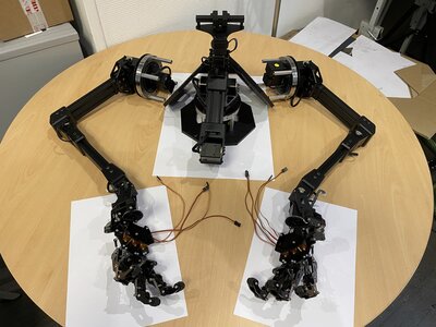 Structure articulée avec bras et mains robotiques